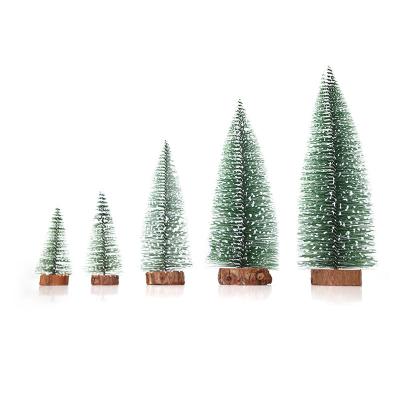 China Mini Sisal Snow Frost Brush Eco-Friendly Trees Plant Wood Base for Christmas Decoration and Tabletop Ornament for sale