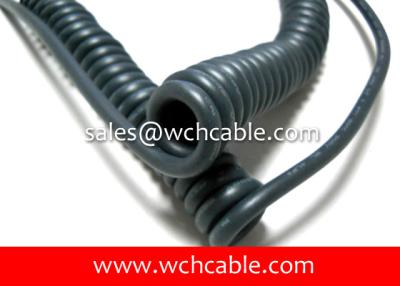 China 300V TPE Curly Cable UL20841 24AWG 4C OD5.5mm VW-1 Red L=122.2mm TPE Insulated for sale