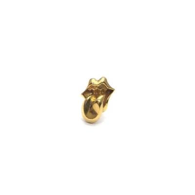 China Gold-silver gold-rolled hip-hop stone tongue-lined letter ball petal hip-hop street ear best-selling nail new for sale