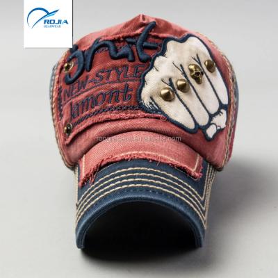 China COMMON ren broken washed embroidery rivet cap for sale