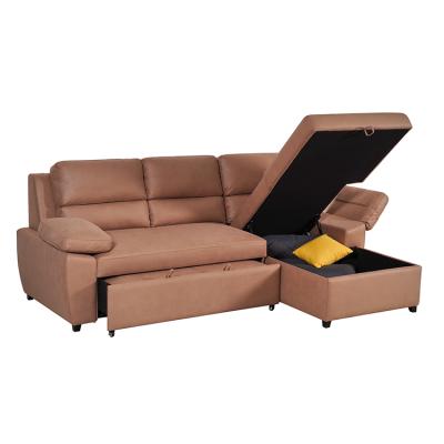 China Foldable L Shape Corner Sofa Cum Bed With Modern Sliding Pull-Out Folding Storage Sofa Cum Bed With Storage for sale