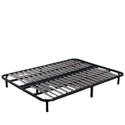 China Sturdy Foldable Black Thicken Bed Metal Bed Frame Iron Metal Bed Frame Solid Folding Bedstead for sale