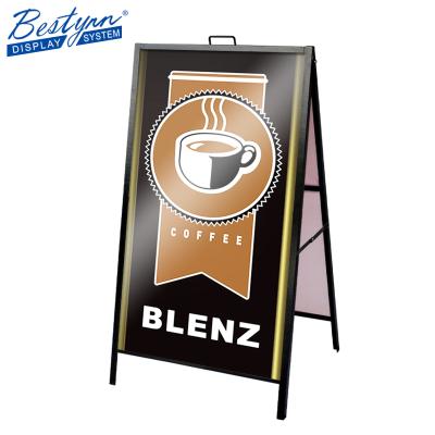 China Moving Metal Indoor Outdoor Advertising / Frame Sign Outdoor Advertising Display Stand Sandwich Sign Panels for sale