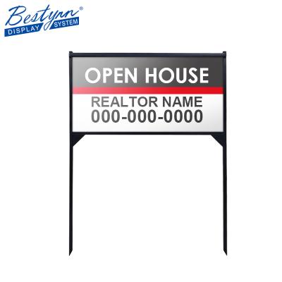 China Durable Real Estate Sign Outdoor Advertising Metal Lawn Sign Stand Real Estate Promotion Garden for sale