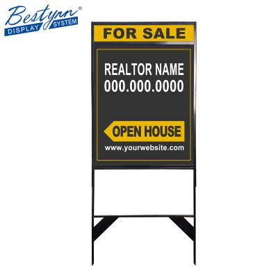 China Outdoor Real Estate Sign Metal Real Estate Yard Signs Metal Lawn Sign Sidewalk Sign Holder for sale