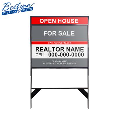 China Real Estate Sign Wholesales Metal Lawn Frame H Framed Real Estate Sign Yard Garden Outdoor for sale