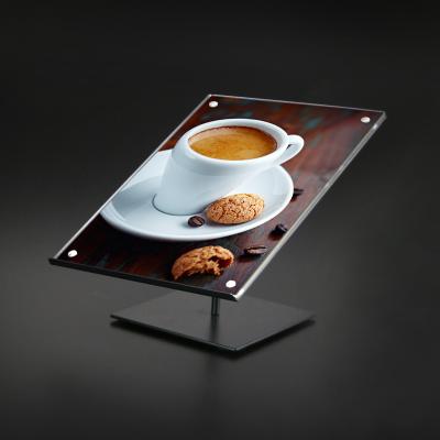 China Magnetic Acrylic Restaurant Sign Holder 8.5x11 Slanted Acrylic Table Display Stand for sale