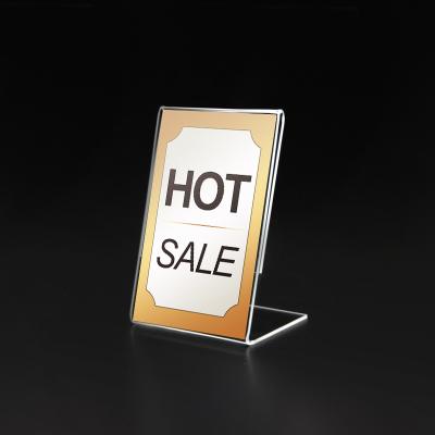 China Trade Show Clear Acrylic Price Tag Holder Sign Display Rack Price Name Card Tag Label Holder for sale