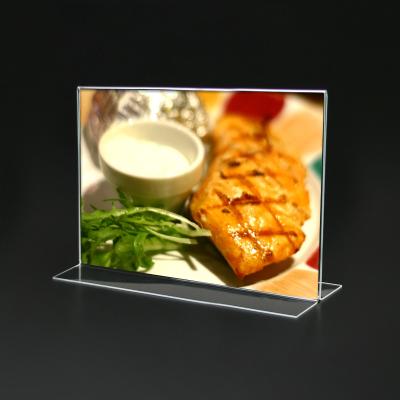 China Restaurant L Shape Acrylic Clear Acrylic Sign Label Holder Display Stand Menu Holder for sale