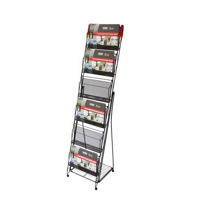 China Modern Commercial Metal Magazine Brochure Rack Floor Stand Multi-Tier Display Stand for sale