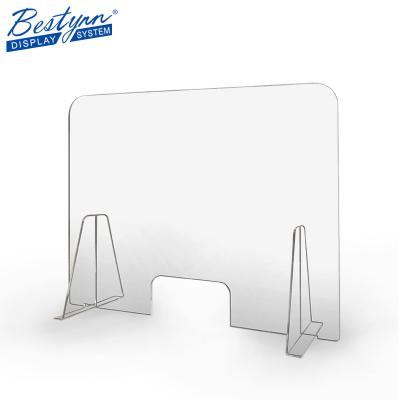 China Removable Triangle Protection Plexiglass Barrier Custom Sneeze Guard Barrier Hotel Shield Base for sale