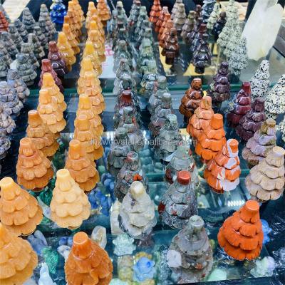 China Dong Hai sample! 2021 Tumbled Healing Palm Stones Carved Merry Christmas Tree Shaped Crystals For Christmas Decoration Crystal Gift for sale