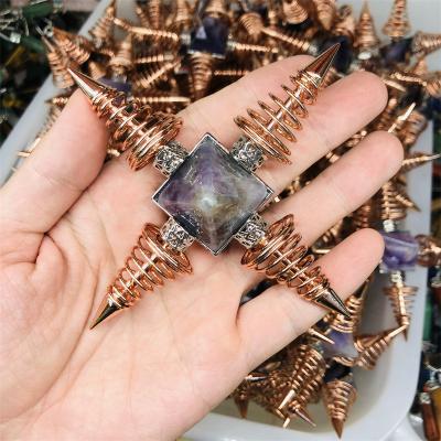 China Dong Hai Wholesale Dream Amethyst Dharma Gift Star Four-pointed Gold Plated Darts Pale Symbol Crystal Crafts for sale