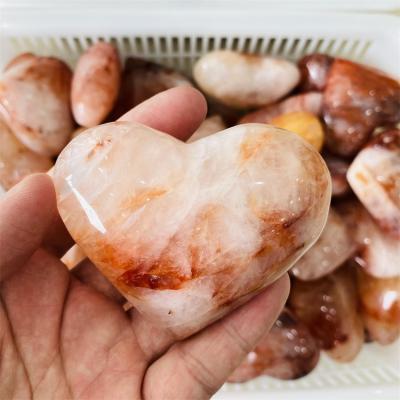 China Dong Hai Wholesale Natural Red Gum Flower Carved Heart Shaped Crystal Stainless Steel Crystal for sale