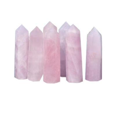 China Dong Hai Wholesale Bulk Purchase Natural Reiki Rose Quartz Towers Healing Pink Crystals Point Magic Wands For Decoration In Stock On Sale for sale