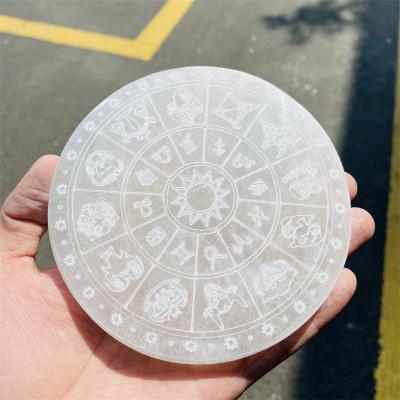 China Dong Hai Wholesale Natural Constellation Pattern Disc Flying Saucer Wafer Coaster Slices Than Slab Energy Disc Crystal Protection for sale