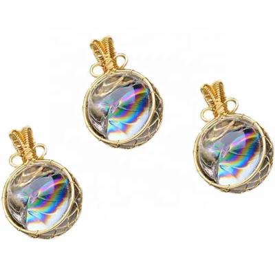 China Wholesale Bulk Dong Hai Fission Rainbow Clear Quartz Healing Pendant Necklace for sale