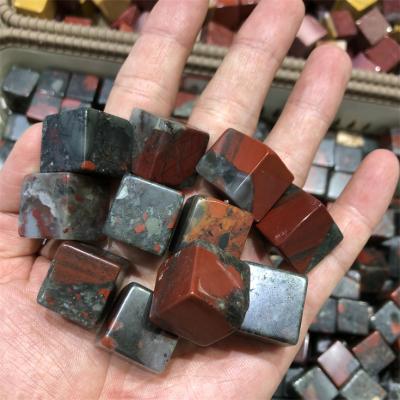 China Dong Hai Wholesale Polished natural bulk tumbled bloodstone square cube for garden or aquarium decoration on sale for sale