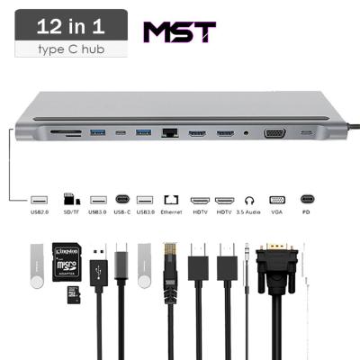 China Type-C Enabled Devices Latest 12in1 Type-C Ethernet Usb C Hub 3.0 Usb C Hub HdMi 4k PD Slim Drive Usb C Docking Station hub multi for sale