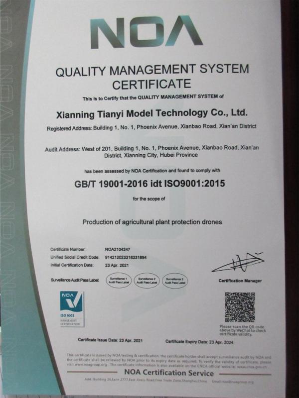 ISO9001 - Xianning Tyi Model Technology Co., Ltd.