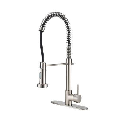 China Faucets Single Handle Thermostatic Brass Cartridge Long Neck Pull Down Kitchen Sink Faucet Black With Sprayer, Pull Out Kitchen Faucet for sale