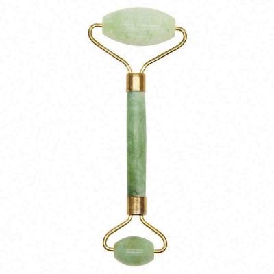 China For Rolling Stone Nephrite Oil Facial Vibrating Massage Spoon Massage Roller Sha Absorbing Sha Set Mounted Quartz Jade Roller and Gua Sha for sale