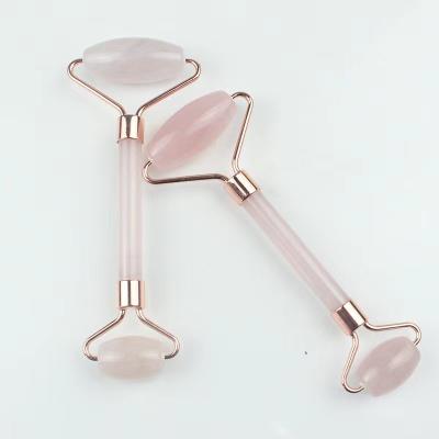 China For facial massage derma stainless steel gesicht vibrating face roller jade in 24k rose gold quartz massage stone skin care facial roller for sale