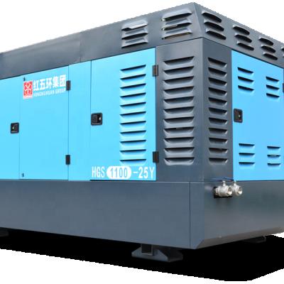 China Hongwuhuan 1100 cfm lubricated 25 bar water well drilling stationary diesel air compressor for sale in Thailand for sale