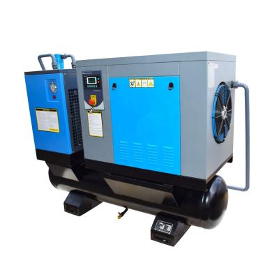 China Lubricated 7.5kw 10hp Integrated All In One Screw Air Compressors Compressor With Tank Air Dryer for sale