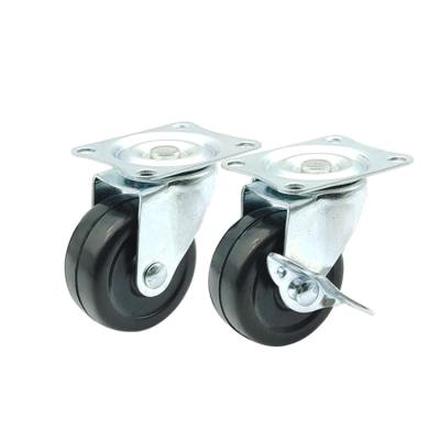 China Other Light Weight Industrial Rubber Casters 1.5inch 2inch Wheel 3inch Black Flat Bottom Universal Furniture Wheels for sale