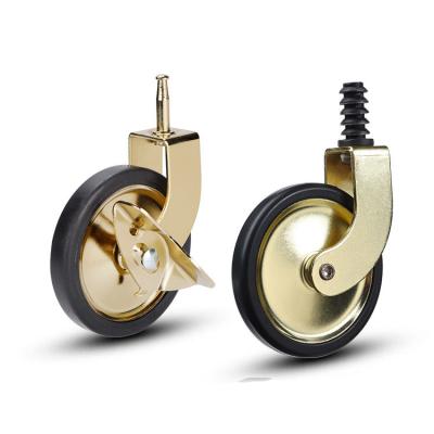 China Other gold universal pp dining wheel with brake casters dining furniture casters trolley handcart light tone wheel brake pp for sale