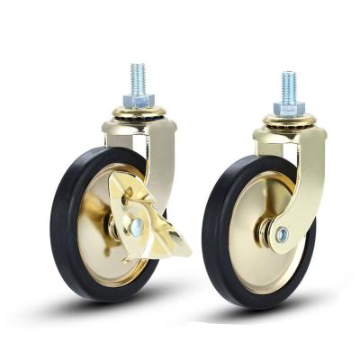 China Other 3 Inch Screw Gold Brake Dining Wheel Universal Silent Wheel PP Handcart Furniture Casters Casters for sale