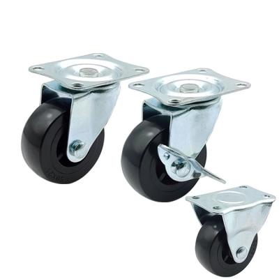 China Other CastorsLight CastorsRotary CastorsLatest SalesBlack PVC Wheels, 1.5/2/2.5/3/4 Inch Rotary With Brake Casters for sale