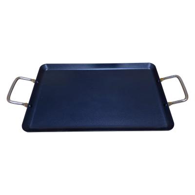 China Durable Aluminum Non-Stick Bake Tray Kitchen Sheet Pan Roast Pan Flat Baking Double Handle for sale