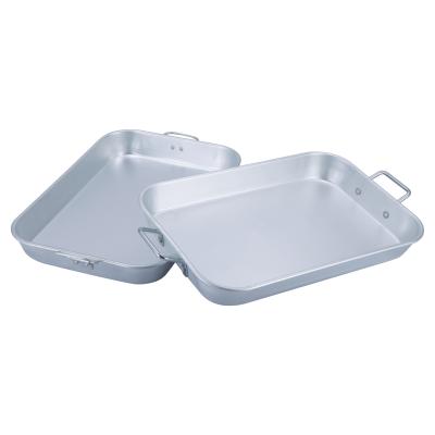 China Sustainable Tray Food Grade Baking Tray Aluminum Pan with Aluminum Handles for sale