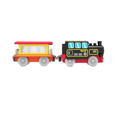 China 2023 New Wooden train track toy Assembly Rail Train Toy Model Brick Educational mini car building blocks sets toy for kid for sale