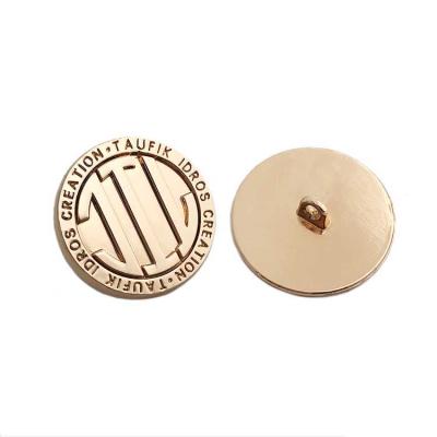 China Custom Leg Button Engraved High Quality Nickel Free Washable Dry Clean Gold Brand Logo Metal Dome Metal Dome For Denim for sale