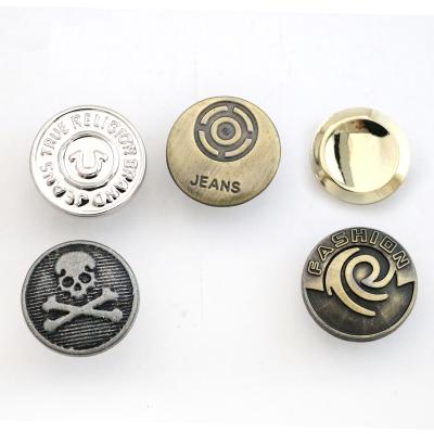 China Customized Durable Washable Dry Cleaning Logo 17mm Round Metal Jeans Nickel Free Buttons For Clothes for sale