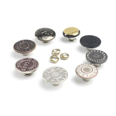 China Customized Durable Washable Dry Cleaning Logo 17mm Round Metal Jeans Nickel Free Buttons For Clothes for sale