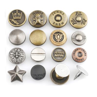 China Nickel Free Rivet For Clothing Custom Engraved Logo Metal Alloy Zinc Decorative End-End Nickel Free Plating for sale