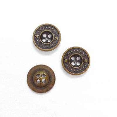 China Wholesale Fancy Design Fabric Alloy Custom 4 Dry Cleaning Viable Washable Nickel Free Holes Sewing Shirt Button For Apparel Garment for sale