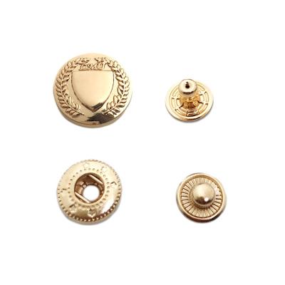 China Durable Washable Dry Cleaning Process Nickel Free Electroplating Custom Logo Embossed Snap Metal Fastener for sale