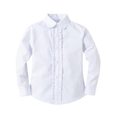 China White Ruffle School Girls Kids Shirts Girls Anti-Shrink Dress Shirt for sale