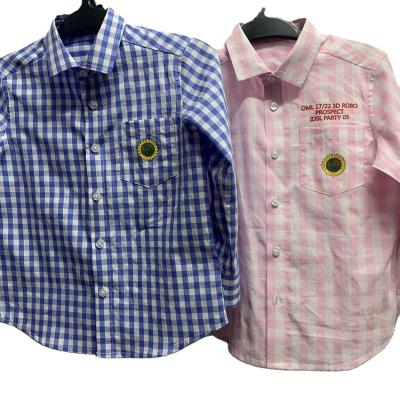 China Long Sleeve Anti Shrink Screened Plaids Shirts For Kids Fashion Long Sleeve Dress Shirt For Kids for sale