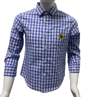 China School Uniforms Anti Shrink Dress Shirts Long Sleeve Button Plaids Shirts Boys Kids Shirts for sale