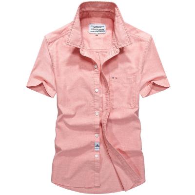 China High Quality Mens Classic Fit Legend Anti Shrink Wash Oxford Shirt Tactical Pink Color Shirt In Short Sleeve for sale