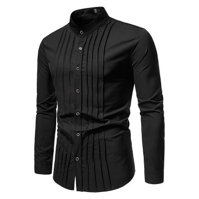 China 2022 Formal Men's Fashion Anti-Shrink Pleated Shirts Party Wedding Dress Shirt For Men for sale