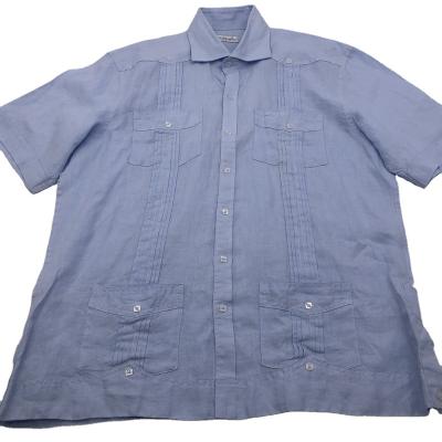 China Anti-pilling direct sale OEM 100% Guayabera canvas style plus size short sleeve shirt for men for sale