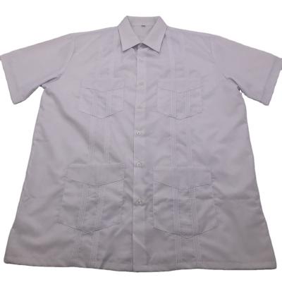 China High Grade Cotton Polyester Four Pockets Anti-pilling Guayabera Style Short Sleeve Shirt For Men for sale