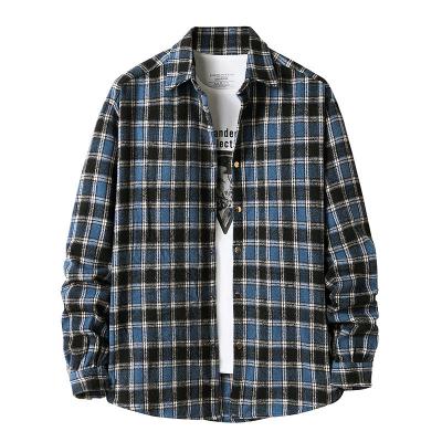 China Anti-pilling 2022 hot selling flannel casual shirts men's long sleeve plaid shirts for men for sale